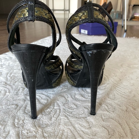 Burberry Prorsum Green Metallic Woven Platform Sandals - Picture 5 of 7